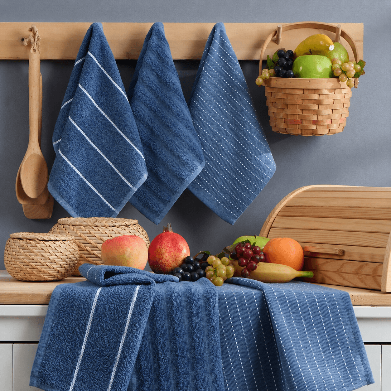 Kitchen Towels - Sophia Navy Blue